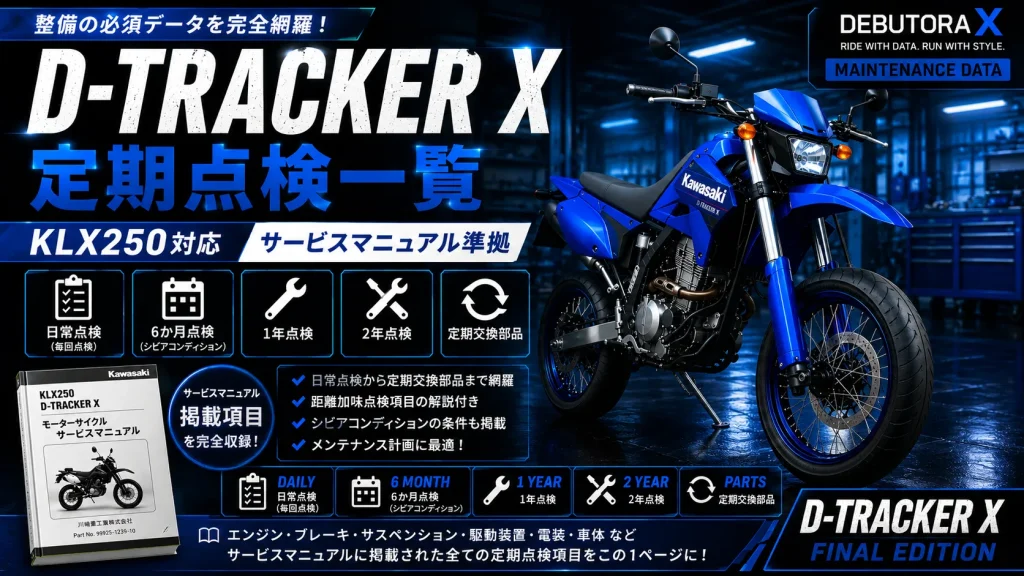D-TRACKER Xの定期点検一覧。日常点検・6か月点検・1年点検・2年点検・定期交換部品をサービスマニュアル準拠で解説